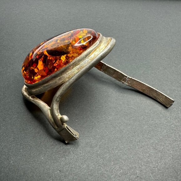 Vintage Baltic Amber Cabochon Project Salvage Piece Silver Part Repair Read - Picture 3 of 16